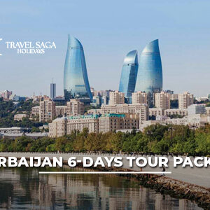 Azerbaijan 6 days tour package from India featuring Baku skyline, Flame Towers, Old City, and guided sightseeing for Indian travelers