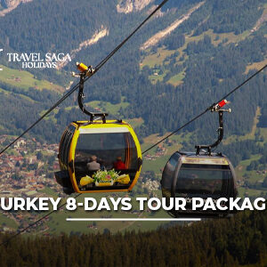 Turkey 8 Days Tour Package from India featuring Istanbul skyline and Cappadocia hot air balloons