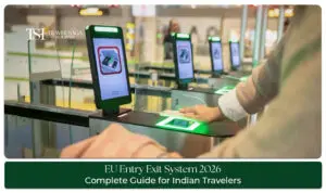 EU Entry Exit System Guide for travelers explaining new European border control rules, passport scanning, biometric checks, and visa-free entry process for tourists visiting Schengen countries.