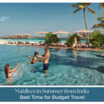 Maldives in Summer from India with crystal clear beaches, luxury water villas, and tropical island vacation scenery.