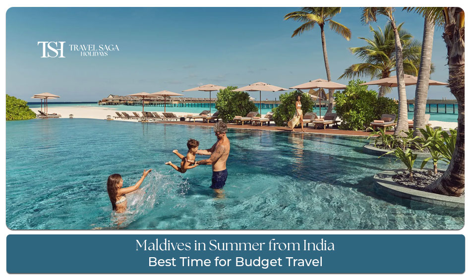 Maldives in Summer from India with crystal clear beaches, luxury water villas, and tropical island vacation scenery.