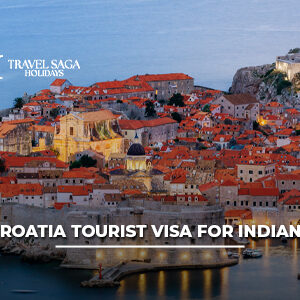 Croatia tourist visa for Indians with passport, visa documents, and scenic Dubrovnik city background.