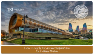 Indian traveler applying for an Azerbaijan visa online with passport, travel documents, and easy eVisa process.