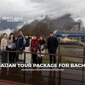 Group of bachelors enjoying an exciting Azerbaijan tour with nightlife, city attractions, adventure activities, and scenic views.