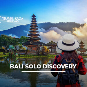 Solo traveler exploring Bali with tropical beaches, cultural temples, and scenic island landscapes.