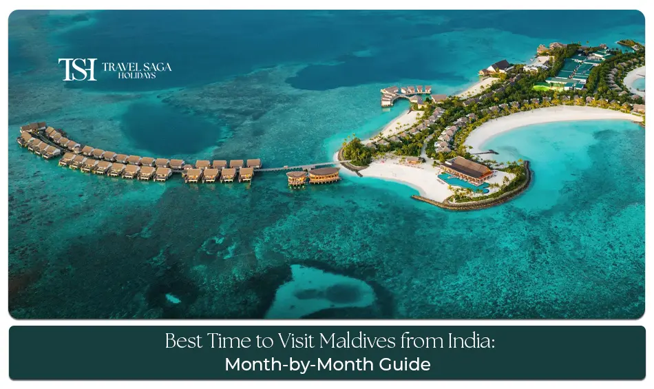 Best time to visit Maldives from India with clear blue water and overwater villas