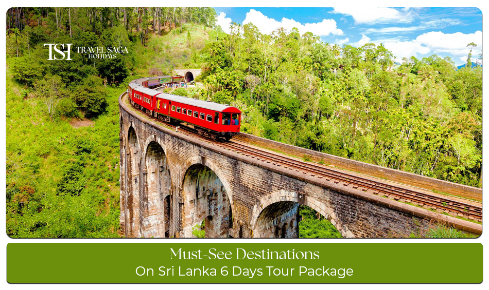 Top destinations in Sri Lanka 6 days tour package featuring beaches, temples, tea plantations, wildlife, and scenic attractions