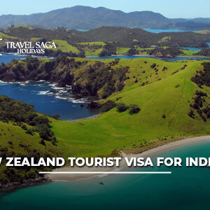 New Zealand Tourist Visa for Indians application process with scenic mountain landscape