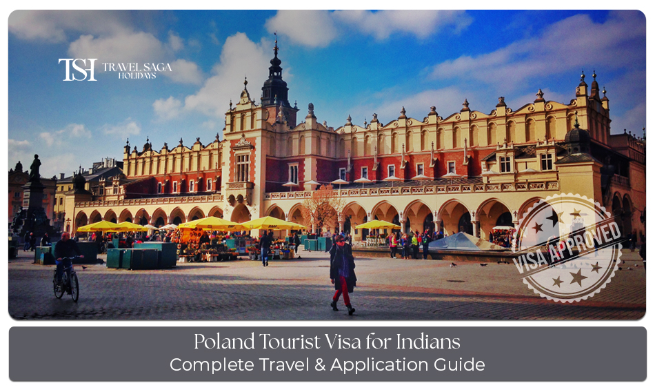 Indian traveler checking documents for a Poland tourist visa application
