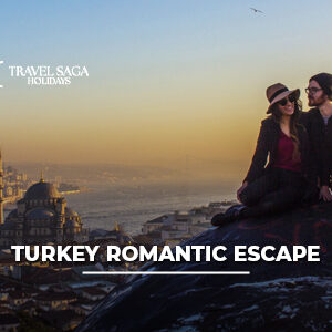 Couple enjoying a romantic Turkey getaway with hot air balloons, seaside views, and luxury experiences