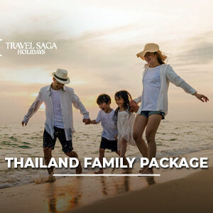 Happy family enjoying a Thailand vacation with beach activities, sightseeing, and tropical island views