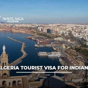 Indian tourist holding passport and Algeria tourist visa documents while planning a cultural and desert trip to Algeria