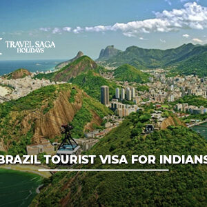 Indian traveler preparing Brazil tourist visa application with passport, travel documents, and Brazil travel itinerary for vacation planning