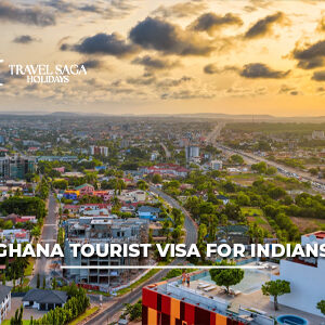 Indian traveler applying for a Ghana tourist visa with passport and travel documents