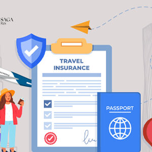 Travel insurance protection with passport, travel documents, luggage, and airplane for safe and worry-free international travel.