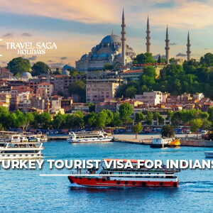 Turkey tourist visa for Indians with passport, visa application documents, and famous Turkish landmarks in the background.