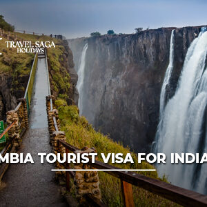 Zambia tourist visa for Indians with passport, visa documents, wildlife safari, and scenic African landscapes.