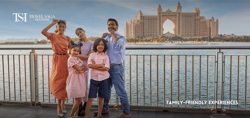 Family enjoying a fun-filled day in Dubai with children exploring attractions, interactive experiences, and iconic city landmarks in a safe and family-friendly environment.