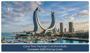 Travelers exploring Doha’s modern skyline, cultural attractions, and luxury experiences during a Qatar tour package from India in 2026.