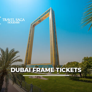 Visitors enjoying panoramic views from the observation deck of Dubai Frame.