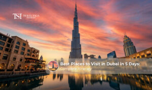Indian family exploring Burj Khalifa, Dubai Marina, desert safari, and other top attractions during a 5-day Dubai trip