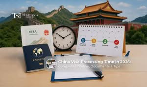 Traveller reviewing China visa application documents and processing timeline for 2026