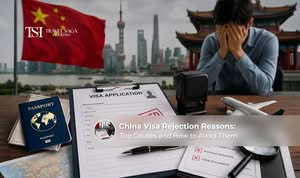 Applicant checking passport and visa documents after receiving a China visa rejection notice