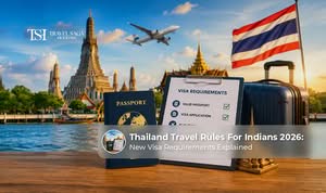 Indian traveller checking passport and Thailand entry requirements before departure in 2026