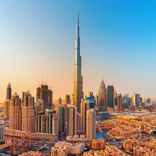 Burj Khalifa Dubai observation deck with panoramic city skyline views