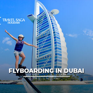 Flyboarding adventure in Dubai above the Arabian Gulf with Burj Al Arab views