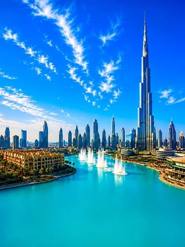 Burj Khalifa observation deck with panoramic views of Dubai skyline
