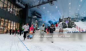 Family enjoying indoor attractions in Dubai during August 2026 to escape the 47°C summer heat.