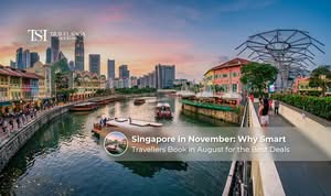 Travelers exploring Singapore's iconic attractions during the pleasant November season.