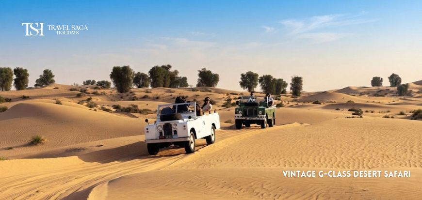 Vintage G-Class Desert Safari Dubai experience across the desert.