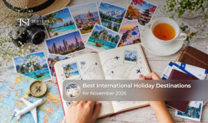 Travellers exploring scenic international destinations during a November holiday.