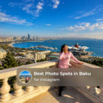 Best photo spots in Baku for Instagram featuring Flame Towers, the Old City and scenic Caspian Sea views