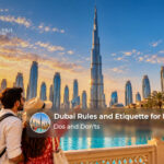 Indian tourists exploring Dubai while respecting local customs, public behaviour guidelines, and cultural traditions.