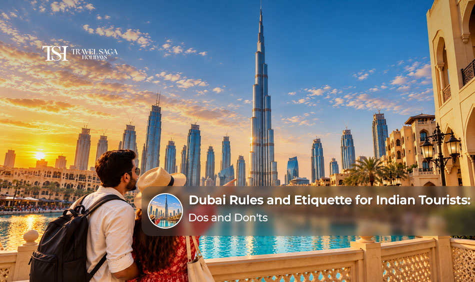 Indian tourists exploring Dubai while respecting local customs, public behaviour guidelines, and cultural traditions.