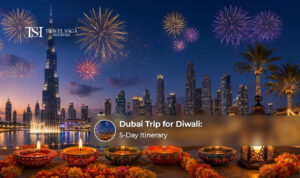 Travellers enjoying Dubai attractions and festive experiences during a five-day Diwali holiday.