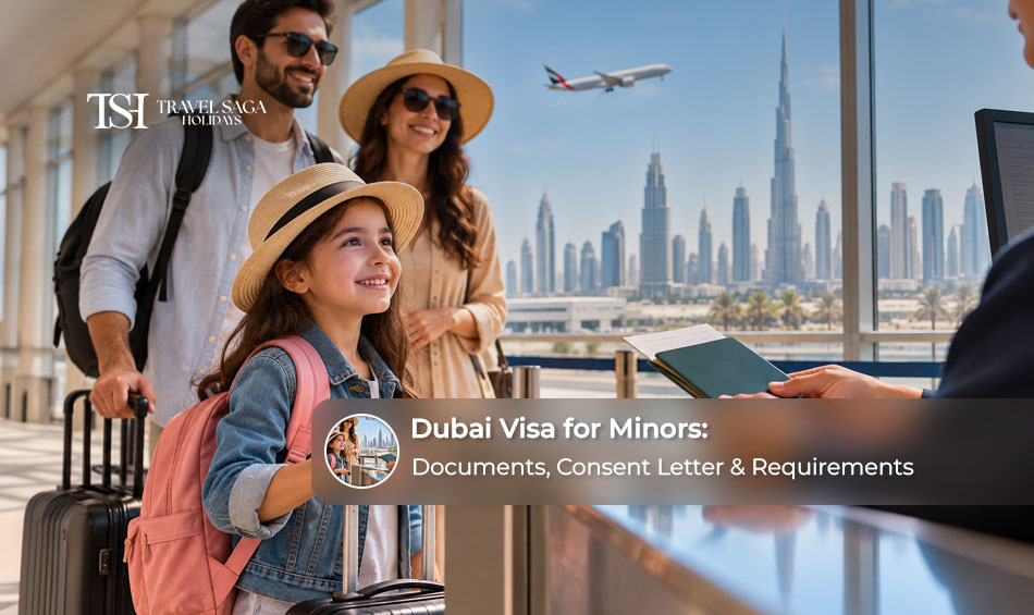 Parents reviewing Dubai visa requirements for children travelling with their family.