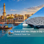 Dubai and Abu Dhabi 5-day itinerary featuring Burj Khalifa, Sheikh Zayed Grand Mosque, city sightseeing and popular UAE attractions
