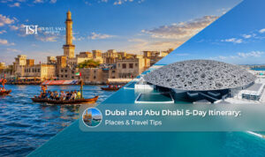 Dubai and Abu Dhabi 5-day itinerary featuring Burj Khalifa, Sheikh Zayed Grand Mosque, city sightseeing and popular UAE attractions