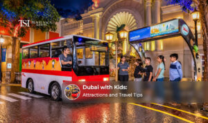 Family enjoying a Dubai holiday with children at a family-friendly attraction.