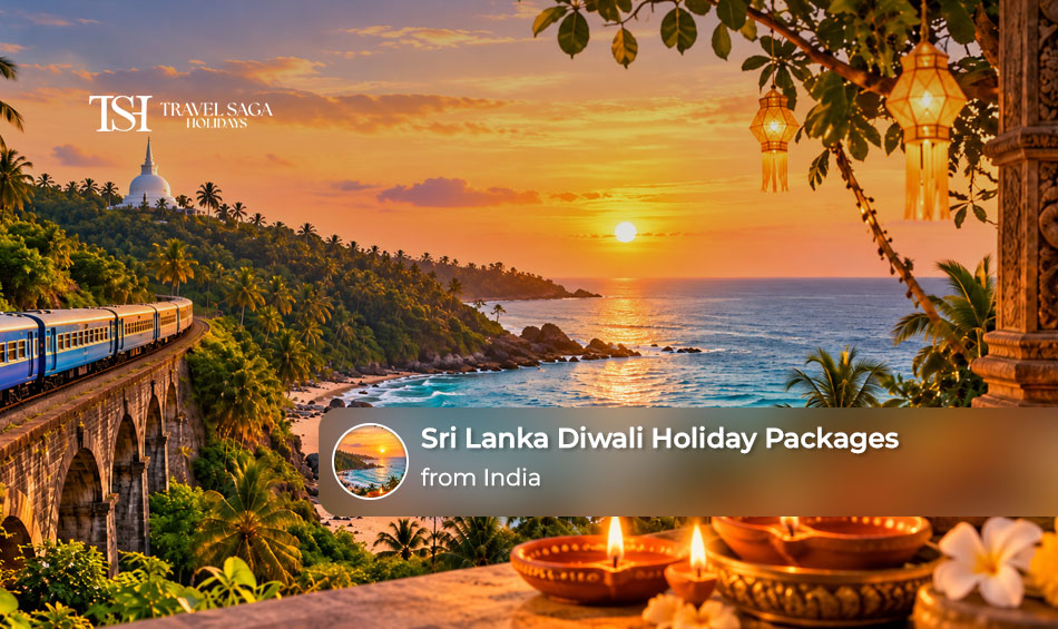 Indian travellers enjoying a festive Diwali holiday surrounded by Sri Lanka’s tropical scenery.