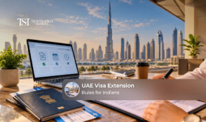 Indian traveller reviewing UAE visa extension requirements and stay options.